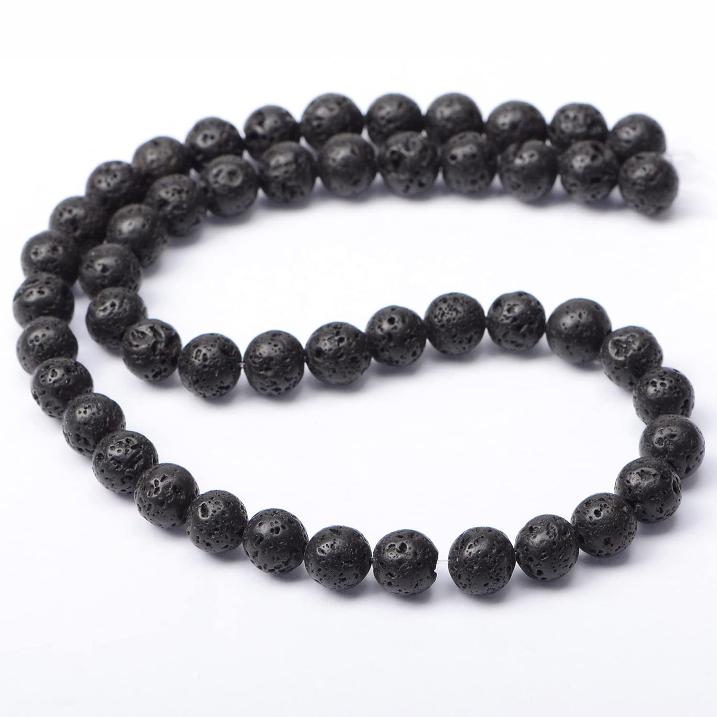 AD Beads Natural Gemstone Round Loose Beads 15" for Bracelet Necklace Earrings Jwelery Making Crafts DIY (8mm, Black Lava Stone)