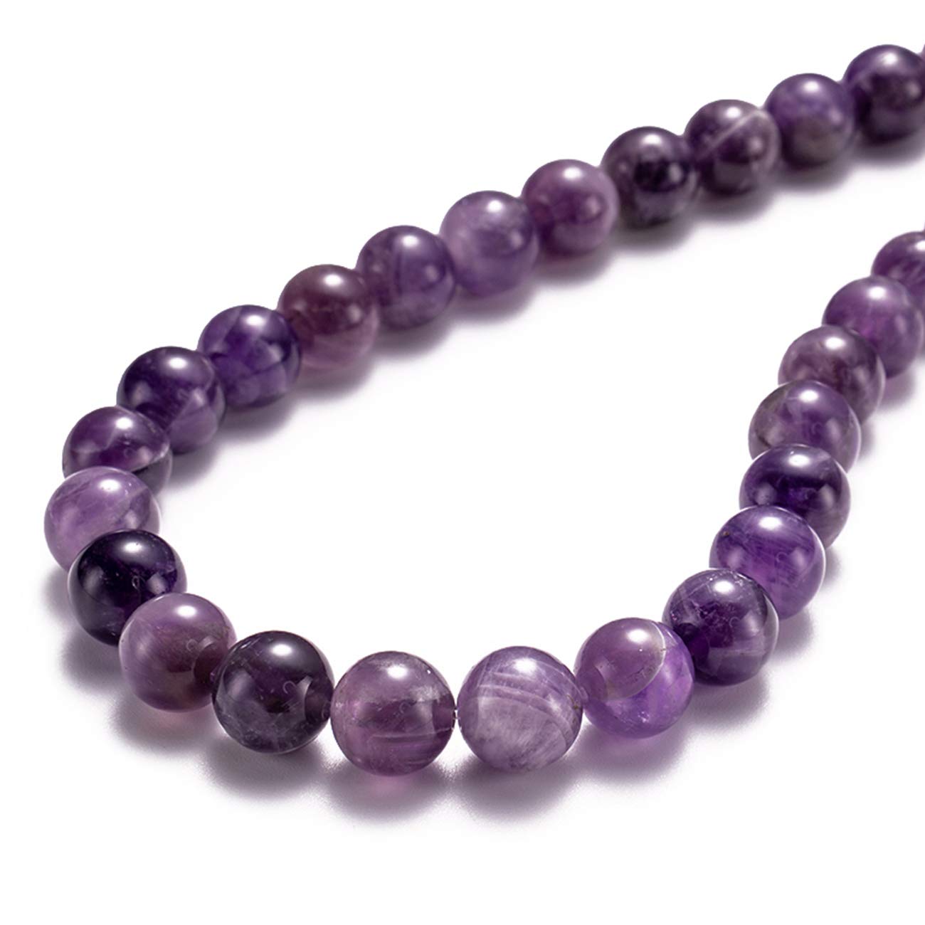 BEADIA Natural Amethyst Crystal Stone Round Loose Semi Gemstone Beads for Jewelry Making 8MM 44PCS