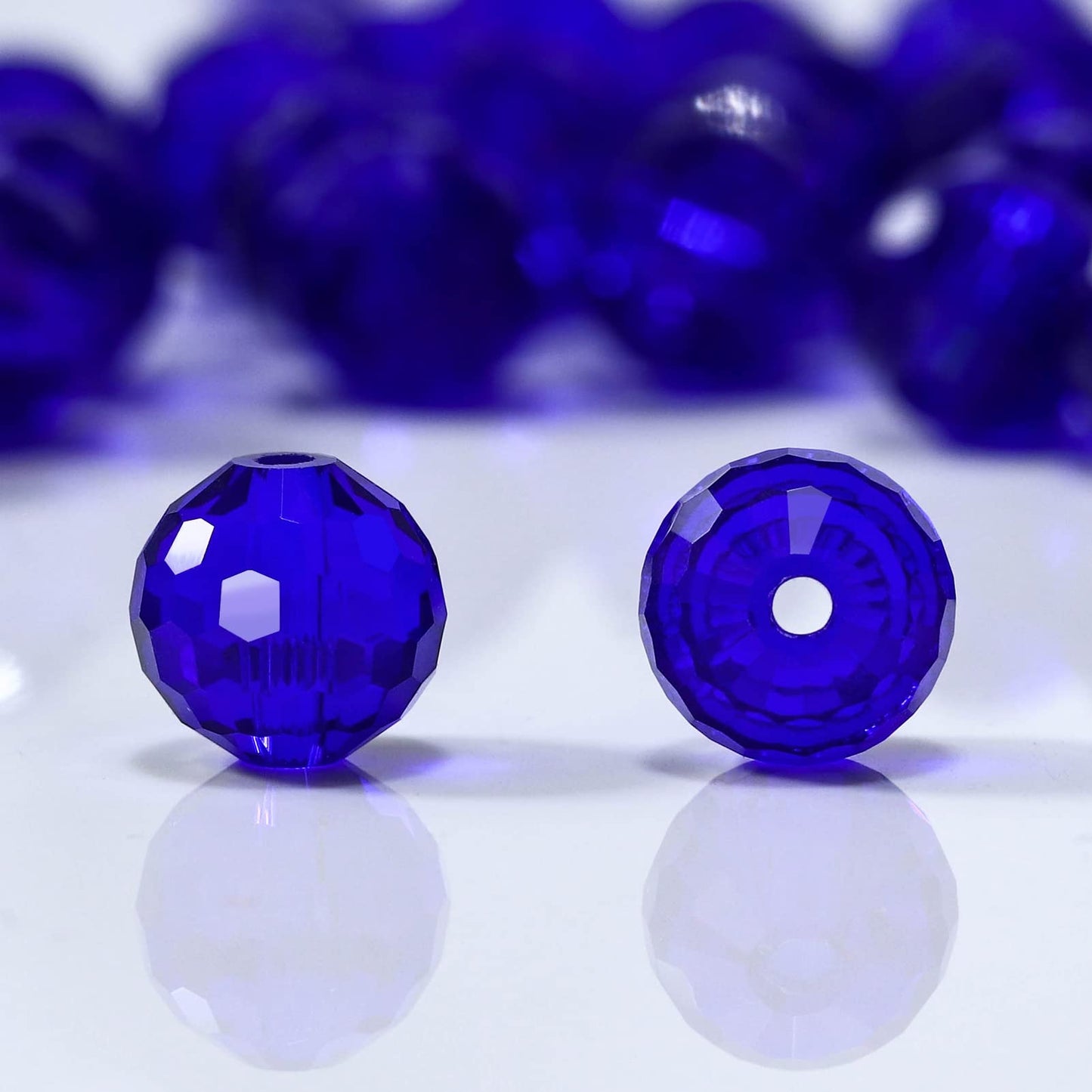 Dowarm 10MM Round Crystal Beads for Jewelry Making, Dark Blue Faceted Crystal Glass Beads for Crafts Bracelet Wind Chimes Suncatcher, #5003 Rondelle Spacer Beads, Loose Gemstones, 50PCS