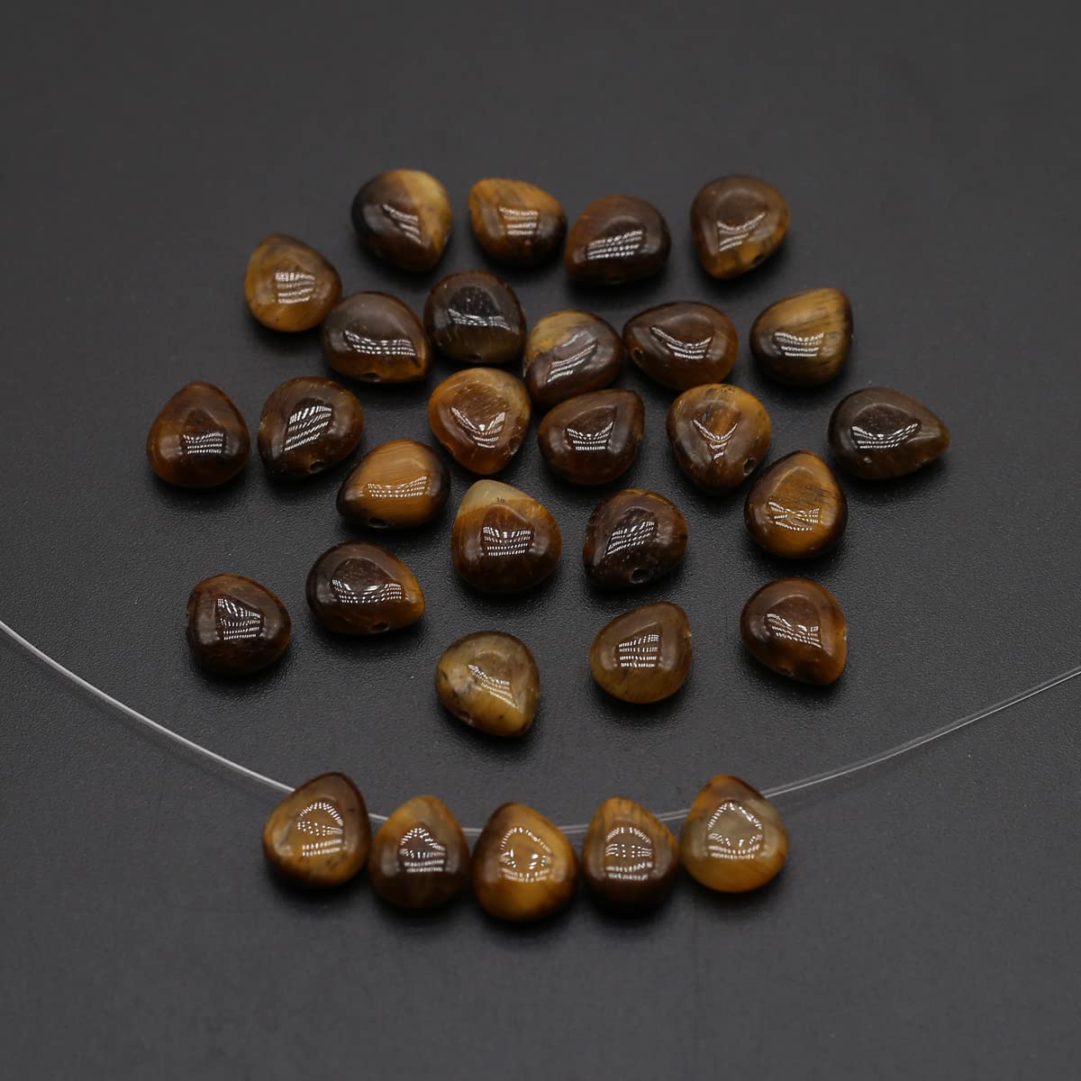 LE SKY 50 Pcs Natural Stone Beads Waterdrop Shape Healing Chakra Polished Assorted Crystal Quartz Agate Stone Charms for Jewelry Making Necklace Bracelet