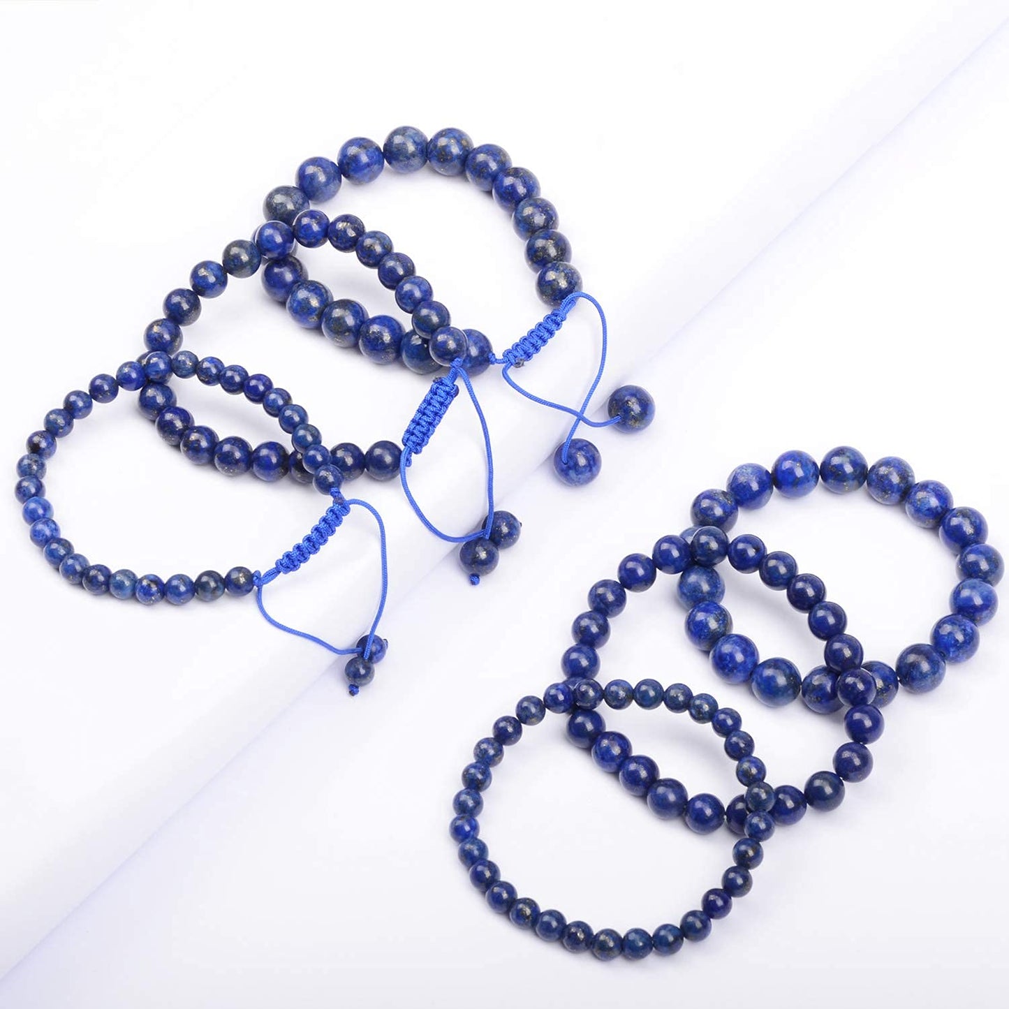 AD Beads Natural Gemstone Round Loose Beads 15" for Bracelet Necklace Earrings Jwelery Making Crafts DIY (8mm, Blue Lapis)