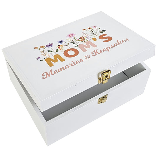 Mooniki Best Mom Gifts Wooden Memory Box for Keepsakes, Mom, Mother’s Day Gift from Daughter, Son, White Wooden Keepsake Box for Memories, Engraved Memory Keepsake Box, Decorative Storage Box