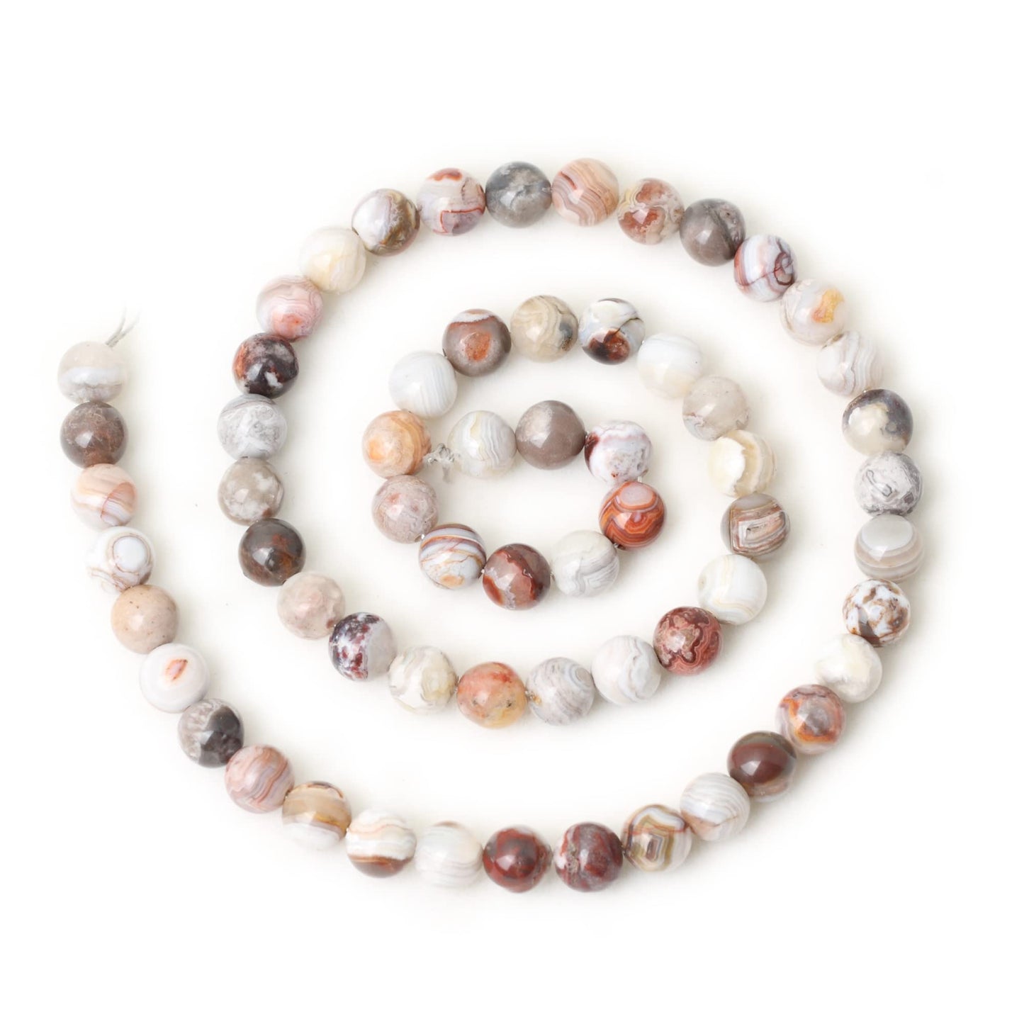 CHEAVIAN 60PCS 6mm Natural Laguna Lace Agate Round Loose Beads for Jewelry Making 1 Strand 15"