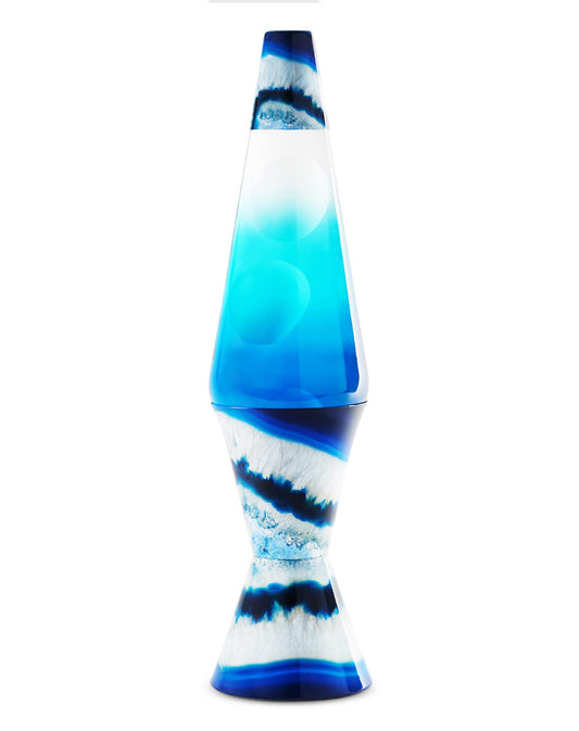 Spencer Gifts Lava Lamp - 17" Blue Agate - The Original Motion Lamp - White Wax and Clear Liquid with Printed Base and Hand Painted Globe Exclusive