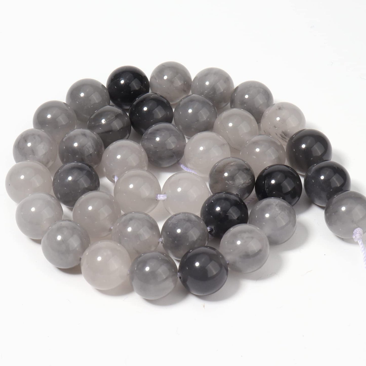 60pcs 6mm Natural Cloudy Quartz Crystal Gemstone Beads Energy Healing Crystal Round Loose Stone Beads for Jewelry Making, DIY Bracelets Necklaces