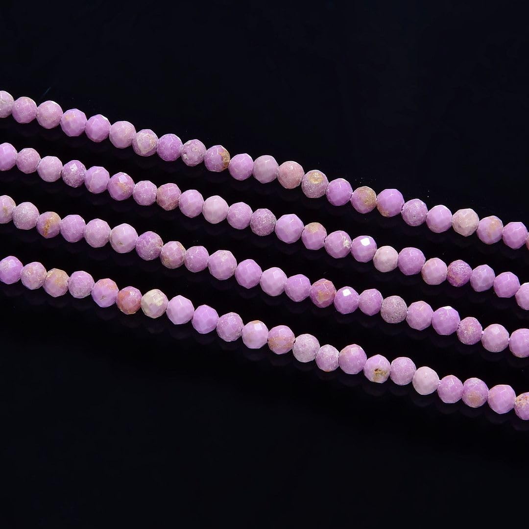 Adabele 15 Inch Natural Purple Phosphosiderite Healing Gemstone 4mm (0.16 Inch) Tiny Small Faceted Round Loose Beads Stone Spacer (100-110pcs) for Craft Jewelry Making GK4-25