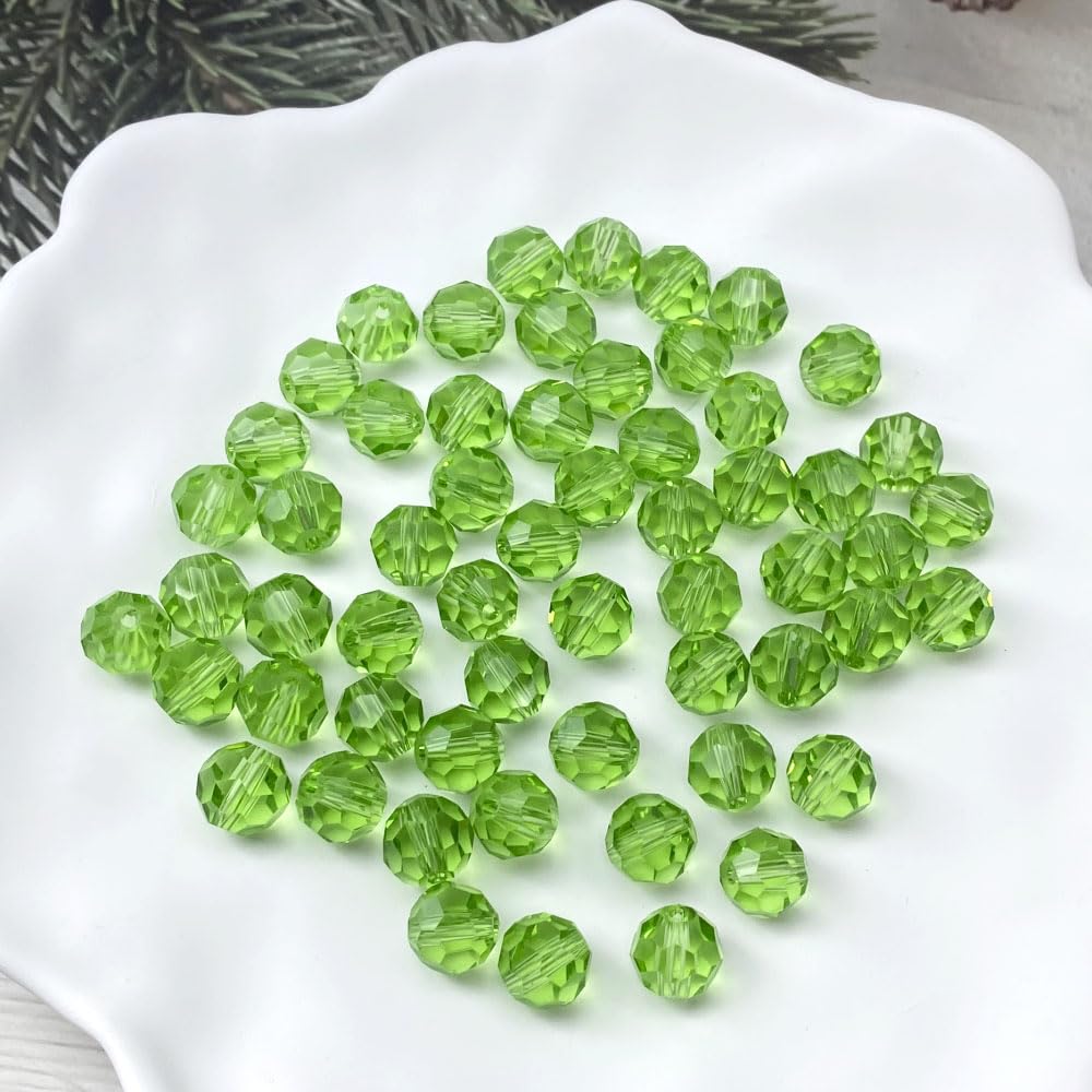 LIMAOLLY 400pcs 4mm Faceted Crystal Glass Beads Round Spacer Beads for Jewelry Making DIY Craft Making Necklace Bracelet Earring Wind Chimes Suncatchers Ornament(508-Light Green)