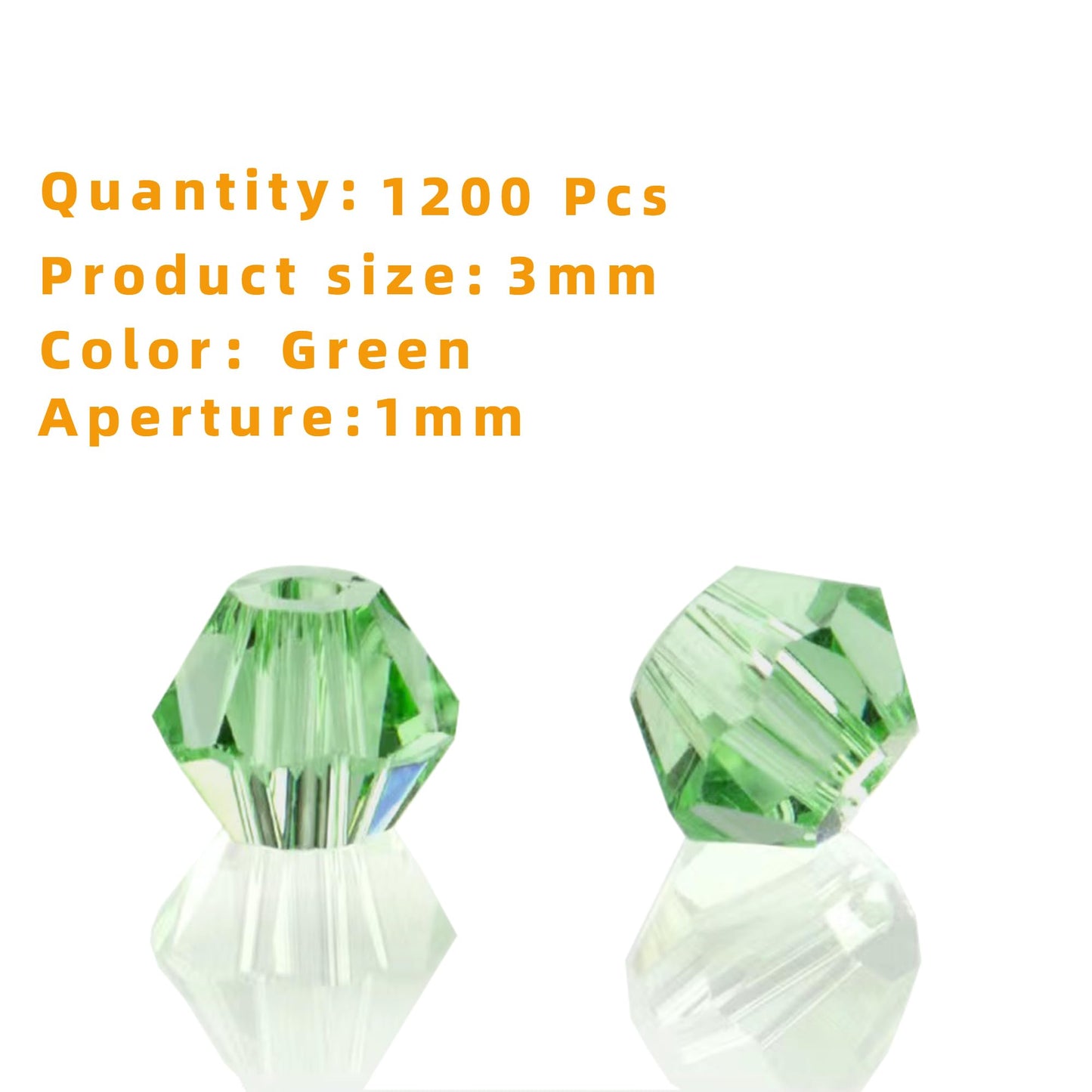 Laopottbeads 1200PCS 3mm Bicone Crystal Glass Beads for Jewelry Making, Sparkling Mini Beads for Suncatchers, DIY Bracelets & Craft Projects (Green)