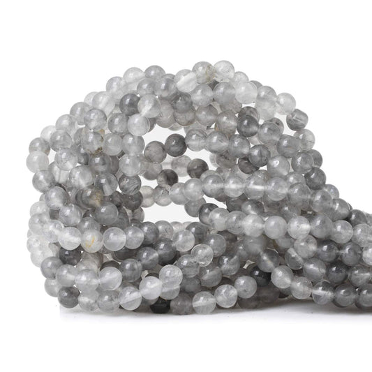 CHEAVIAN 60PCS 6mm Natural Cloud Crystal Gemstone Round Loose Beads Crystal Energy Stone Healing Power for Jewelry Making 1 Strand 15"