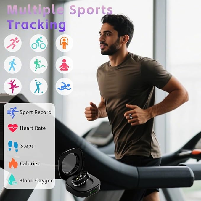 Smart Ring for Men Women ??Fitness Tracker Ring with Heart Rate, SpO2, Blood Pressure, Sleep Monitoring, Step & Calorie Counter, No Subscription Fee, iOS & Android Compatible (Black, 14)