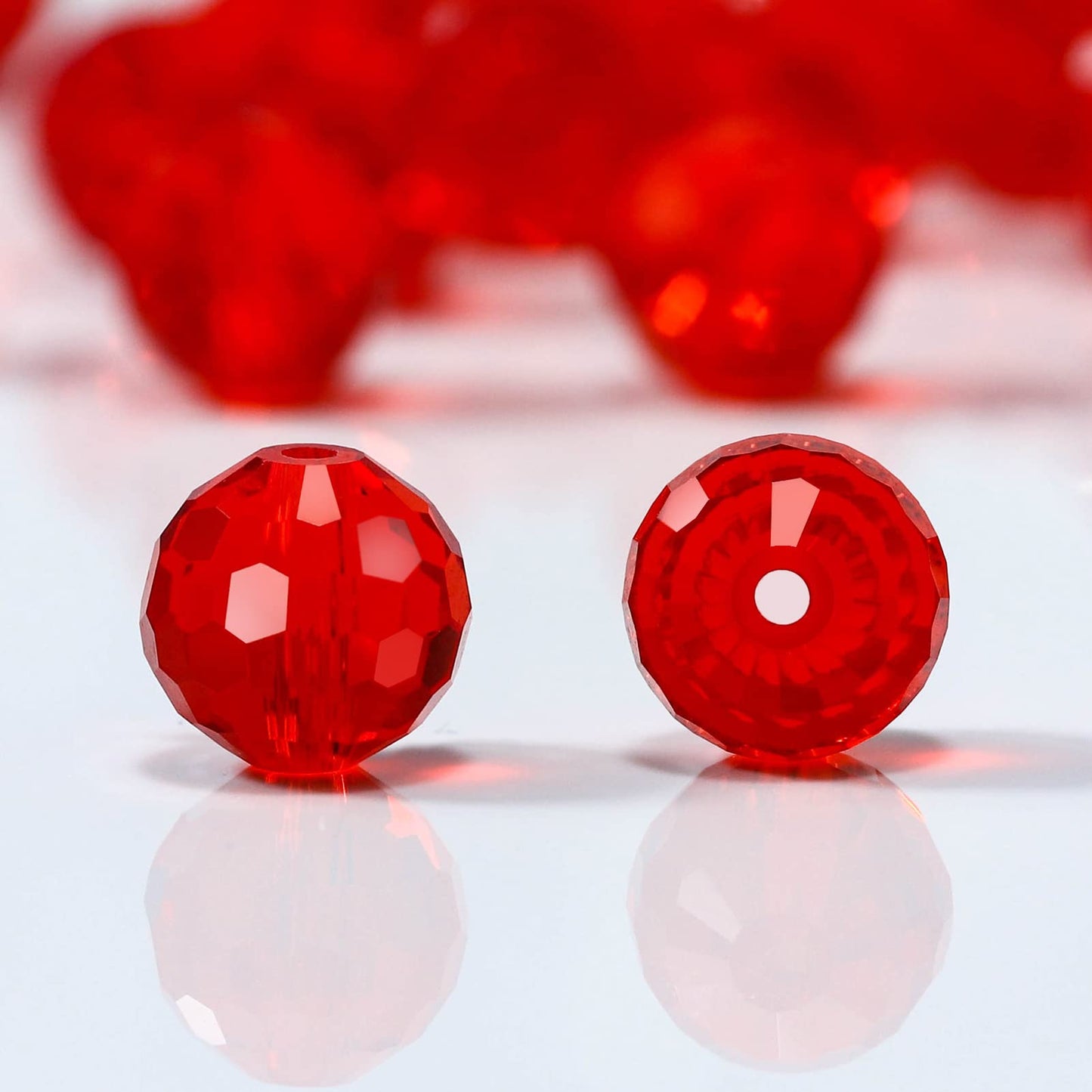 Dowarm 150PCS 6MM Round Faceted Red/Siam Crystal Beads for Jewelry Making, Crafts Bracelet Wind Chimes Suncatcher, Rondelle Spacer Beads, Loose Gemstones