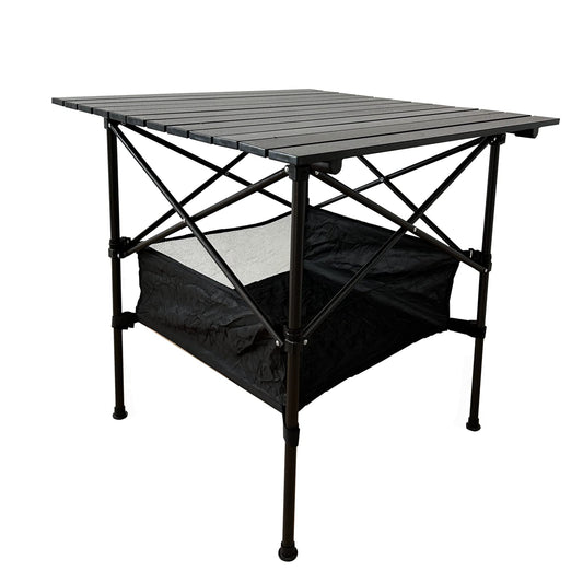 LEADALLWAY Folding Camping Table with Large Storage and Carrying Bags,28x28x28inchs