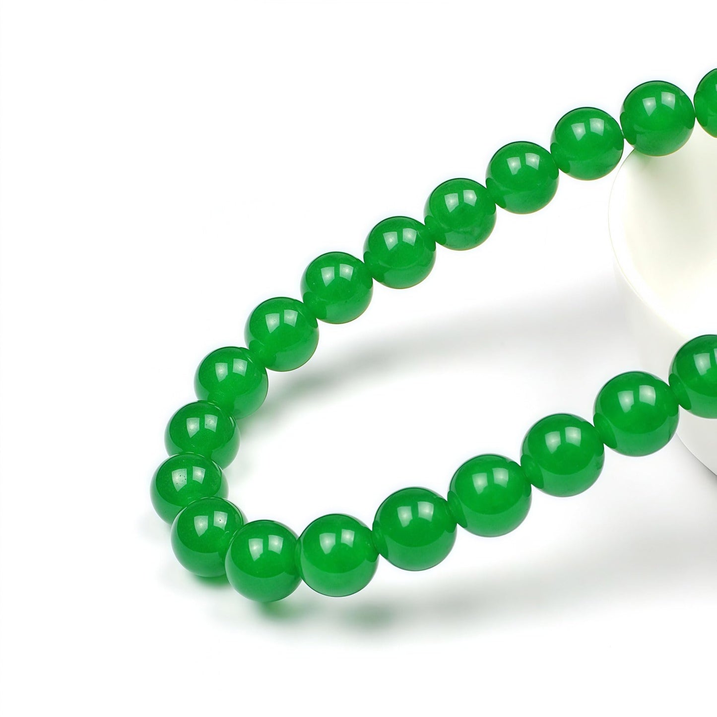 MJDCB Stone Beads Green Jade Round Loose Beads for Jewelry Making DIY Bracelet Necklace (8mm)