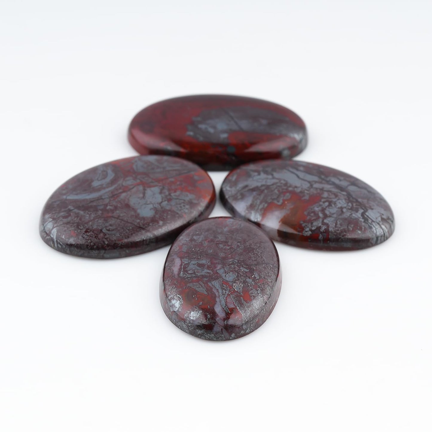 ColouredRocks (4pcs. IRON JASPILLITE, Oval Shape, Natural Cabochon Crystals, Loose Gemstone, Wholesale Polished Supply, Jewelry Making, DIY Craft, Gem Collection (25mm+ free size)
