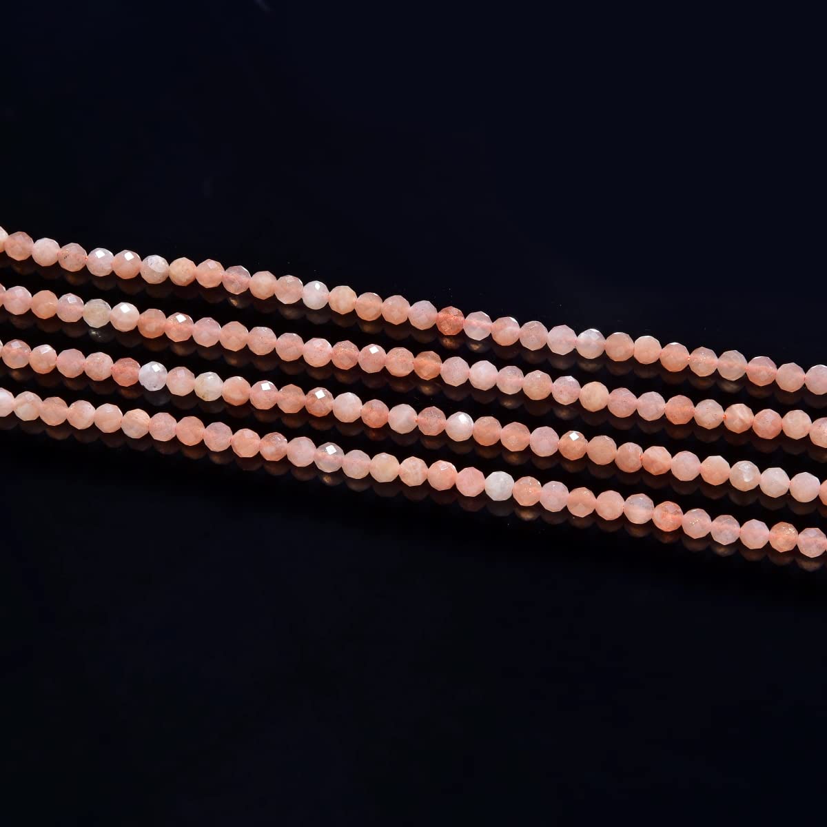 Adabele 30 Inch Natural Pink Moonstone Healing Gemstone 3mm (0.12 Inch) Tiny Small Faceted Round Loose Beads Stone Spacer (200-220pcs Total) for Craft Jewelry Making GK3-19