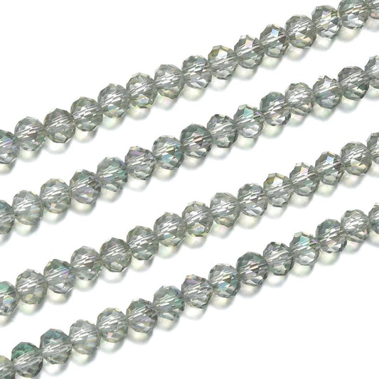 500pcs Czech Faceted Rondelle Crystal Glass Loose Beads 4mm Small Tiny Spacer Bulk Light Green Shimmer for DIY Craft Jewelry Making CCR440