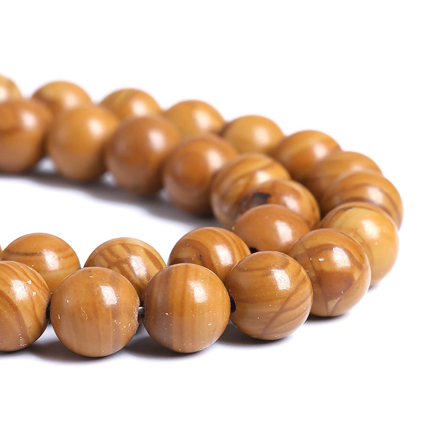 12MM 32PCS Natural Stone Yellow Woodgrain Jasper Loose Beads for Jewelry Making DIY Bracelet