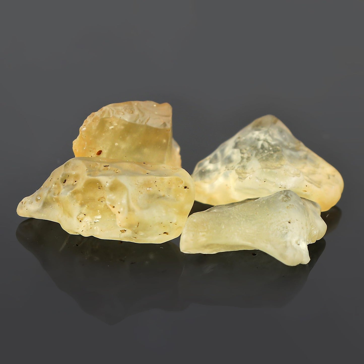 CRYSTALIS (9gm) (4pcs) Raw Libyan Desert Glass/Natural Golden Tektite, Rare Loose Gemstone Wholesale Bulk Rough Jewelry Making Supply, Wire Wrapping, DIY, Gem Collectibles (13-18mm)