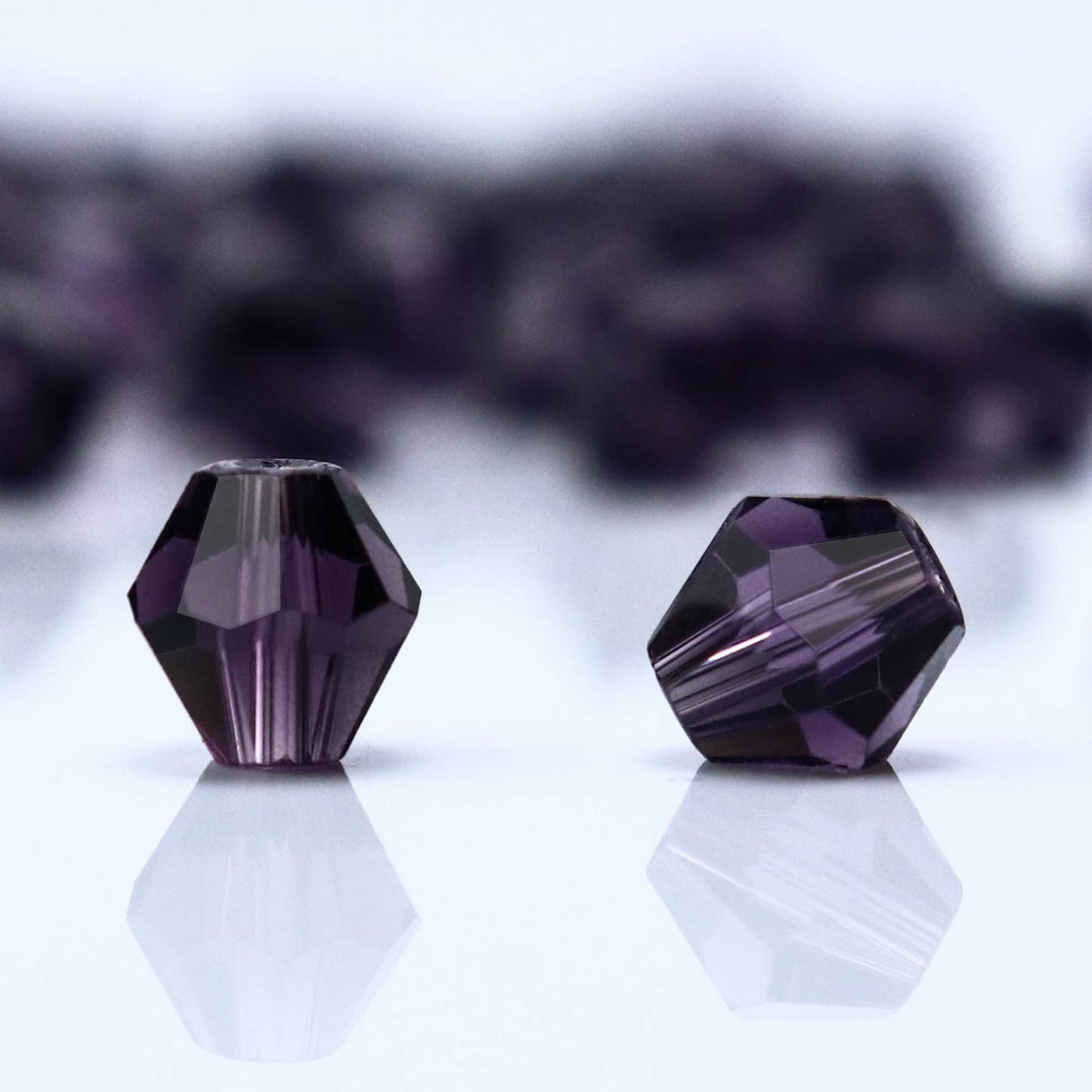 Dowarm 100PCS 8MM Bicone Beads, Crystal Glass Beads for Jewelry Making, Crafts, DIY Bracelet, Necklace, Dolls, Bulk Loose Beads, Violet