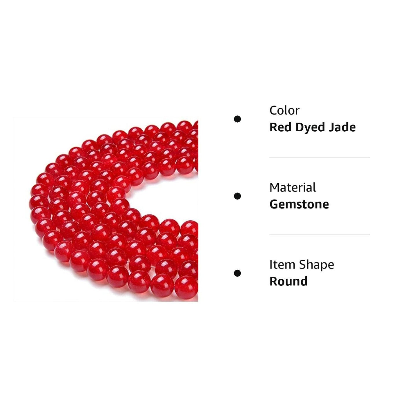 PLTbeads Gorgeous Red Dyed Jade Natural Gemstone Loose Beads 6mm Smooth Round Approxi 15.5 inch DIY Bracelet Necklace for Jewelry Making