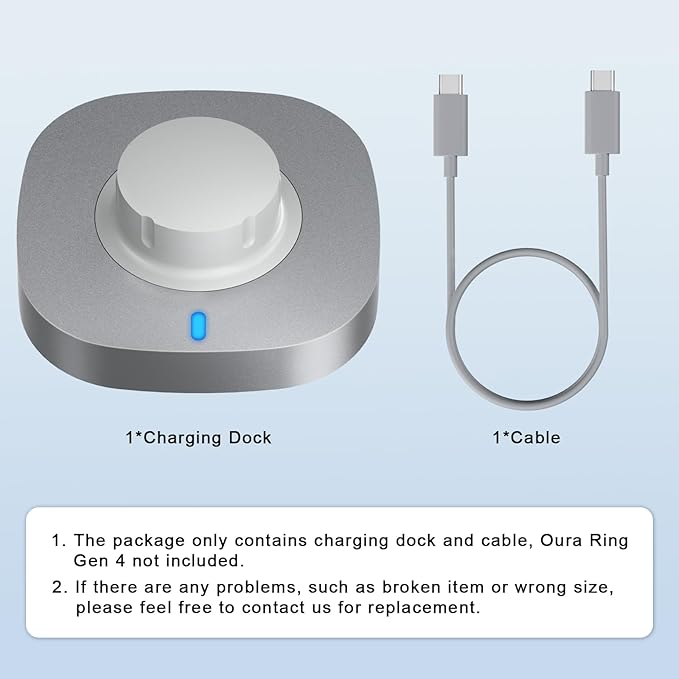 Compatible with Oura Ring Gen 4 Charger Size 6, Fast Charging Dock with USB-C Cable