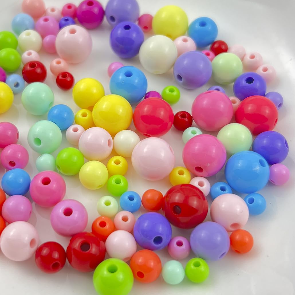 Mulutoo 200Pieces 10MM Acrylic Round Beads Round Acrylic Balls Chunky Beads Smooth Spacer Plastic Pastel Beads Craft Beads for Necklace and Bracelet Making Crafting Supplies(193-yellow)