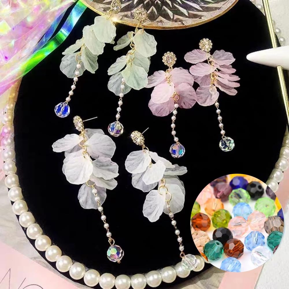 Xinhongo Crystal Glass Beads 400 Pieces 4mm Round Faceted Glass Spacer Beads for Jewelry Making Bracelet Earring Necklace DIY Craft Supplies(Crystal Clear)