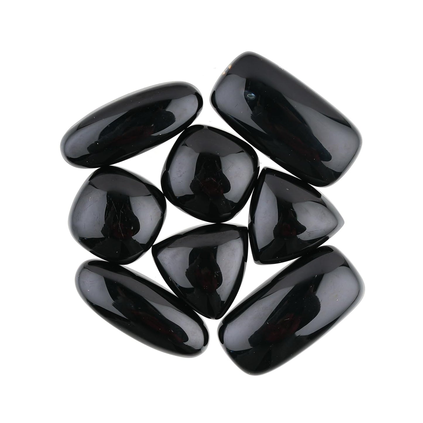 GemSymphony Natural Black Onyx Gemstone Cabochon Pack of 3 Mixed Shapes – Polished Crystal Stones for Jewelry Making Supply, Healing, Reiki & DIY Crafts, Natural Gem Cab Set for Wire Wrapping (10-20 mm)