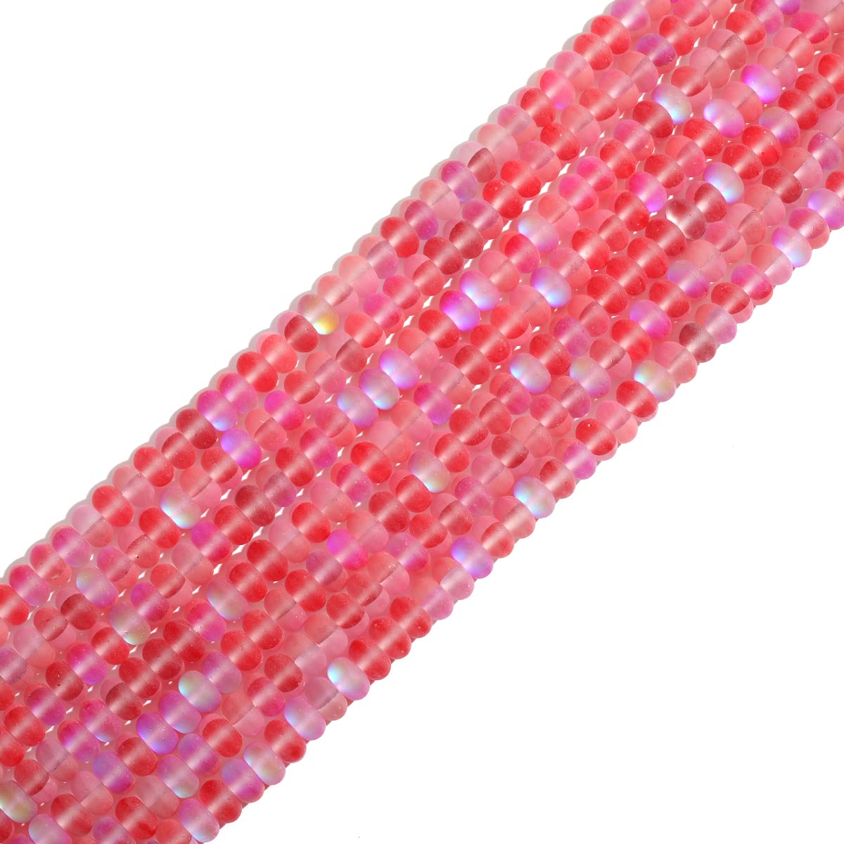 5x8mm Red Matte Aurora Crystal Glass Beads Loose Rondelle Disc Beads Frosted Moonstone for Jewelry Making