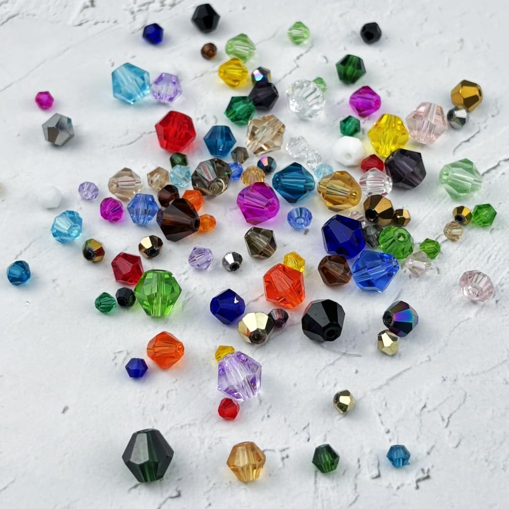 YUEXIGO 400pcs 4mm Bicone Glass Crystal Beads for Jewelry Making, Faceted Bicone Glass Spacer Beads for Bracelet Earring Necklace DIY Craft(Orange)