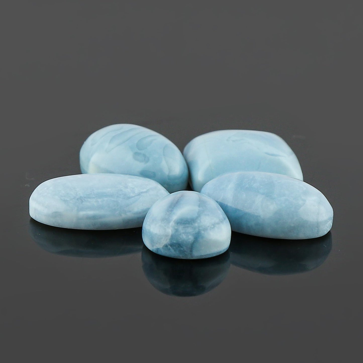 CRYSTALINES (5pcs) Natural Blue Opal Gemstone, Bulk Loose Cabochon Supplies, Polished Stones for Jewelry Making, Wicca & Reiki Healing Crystals, Wire Wrapping, Decoration, Gem Collection