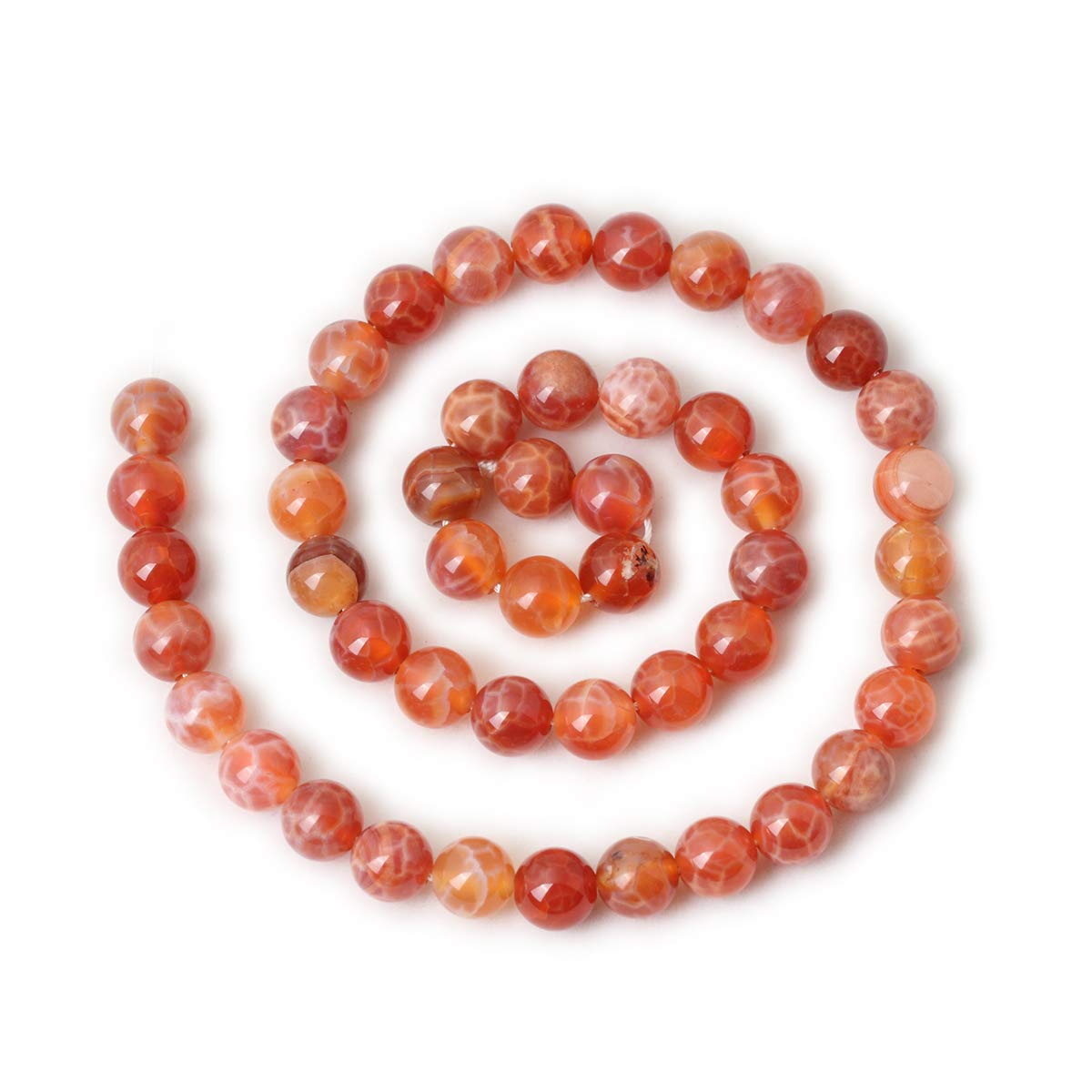 CHEAVIAN 45PCS 8mm Natural Red Dragon Vein Agate Round Loose Beads for Jewelry Making 1 Strand 15 inch