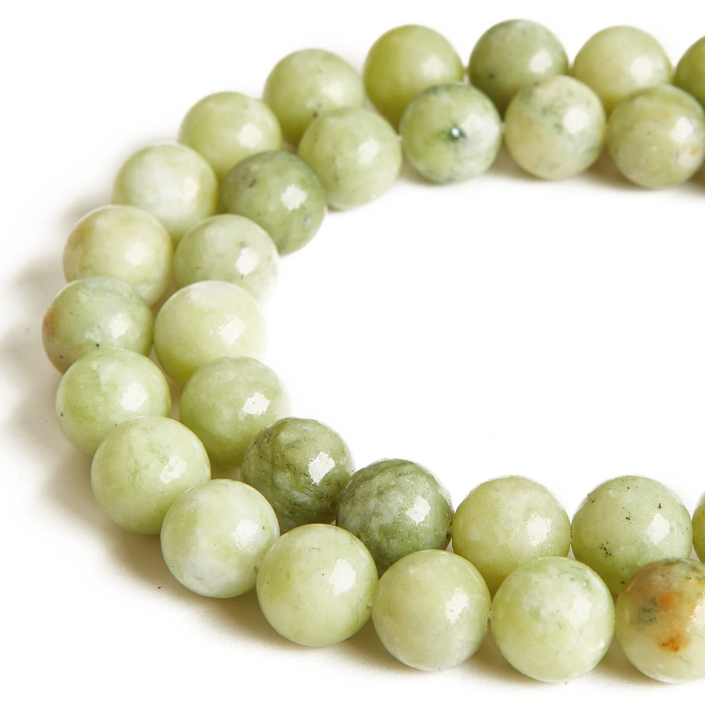 100pcs 10mm Chinese Jade Beads Natural Gemstone Beads Round Loose Beads for Jewelry Making