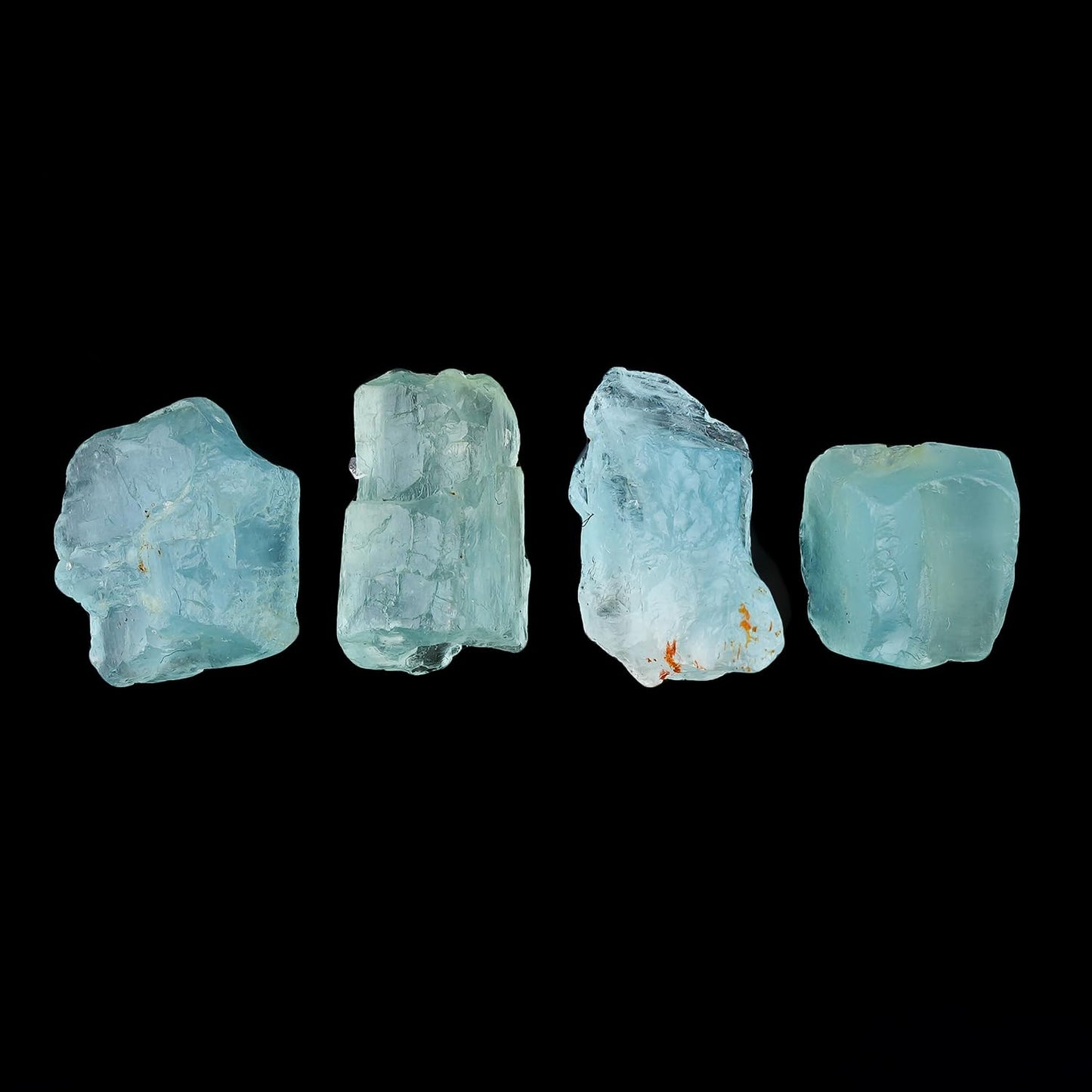 ColouredRocks (4 pcs. A++ AQUAMARINE Crystals, Raw Stones, Rough Gemstones, Jewelry Making Supply, Cabbing, Polishing, Cutting, DIY, Crafts (12-16 mm.)