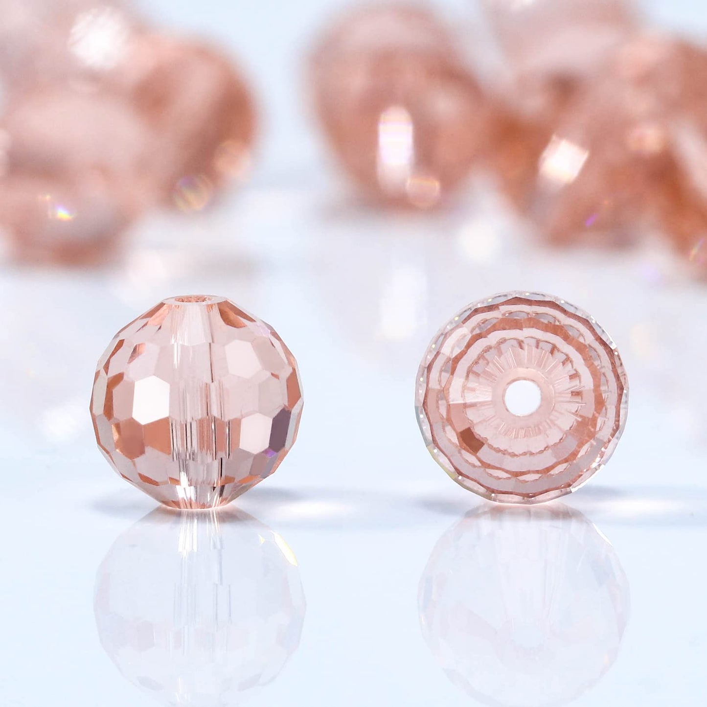Dowarm 100PCS 8MM Crystal Glass Beads for Jewelry Making, Vintage Rose Faceted Crystal Beads for Crafts Bracelet Wind Chimes Suncatcher, #5003 Rondelle Spacer Beads, Loose Gemstones