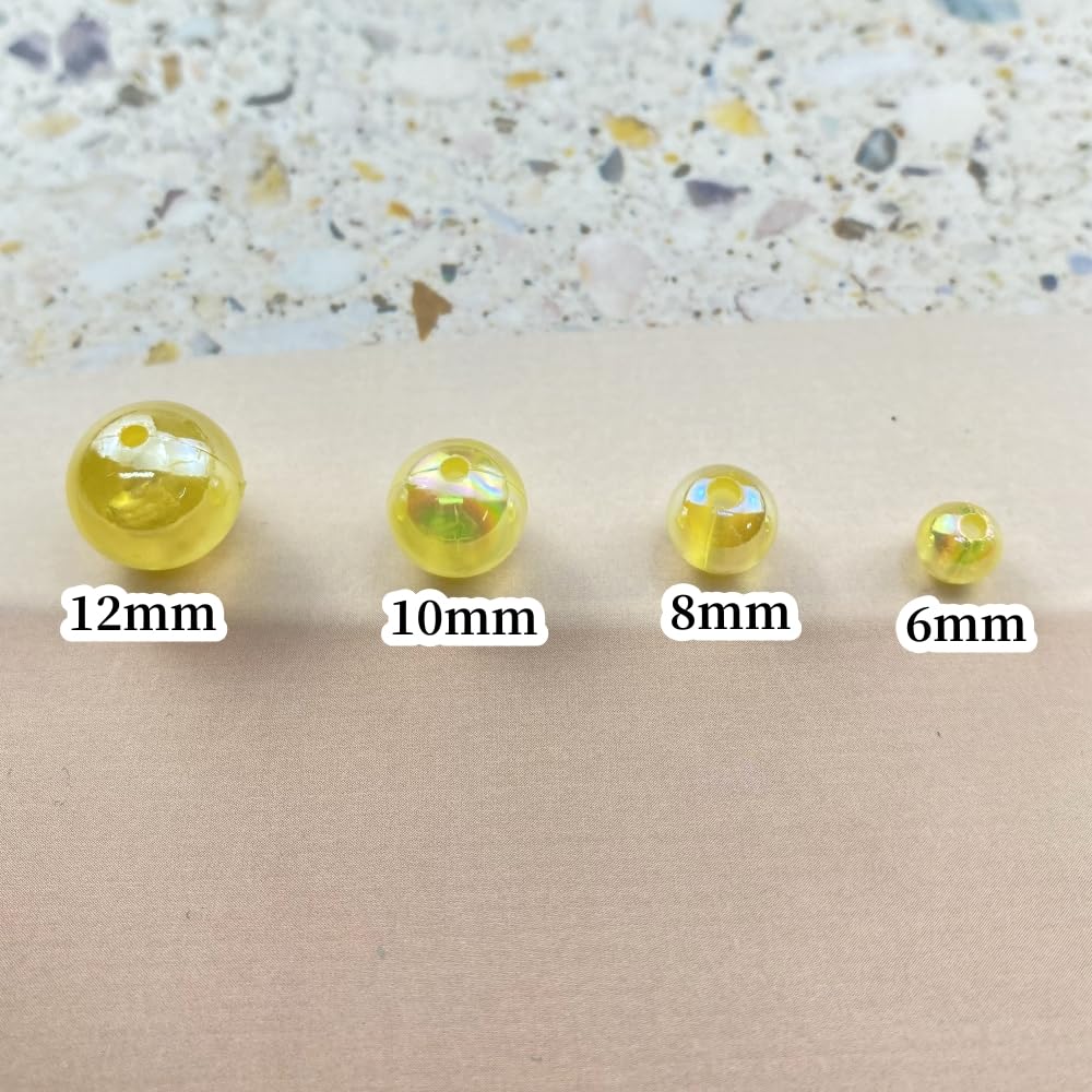 1000pcs Acrylic Round Beads 6mm AB Colors Craft Beads Round Spacer Beads with Holes for Earring Bracelet Necklace Key Chains Jewelry Making(Light Yellow AB)