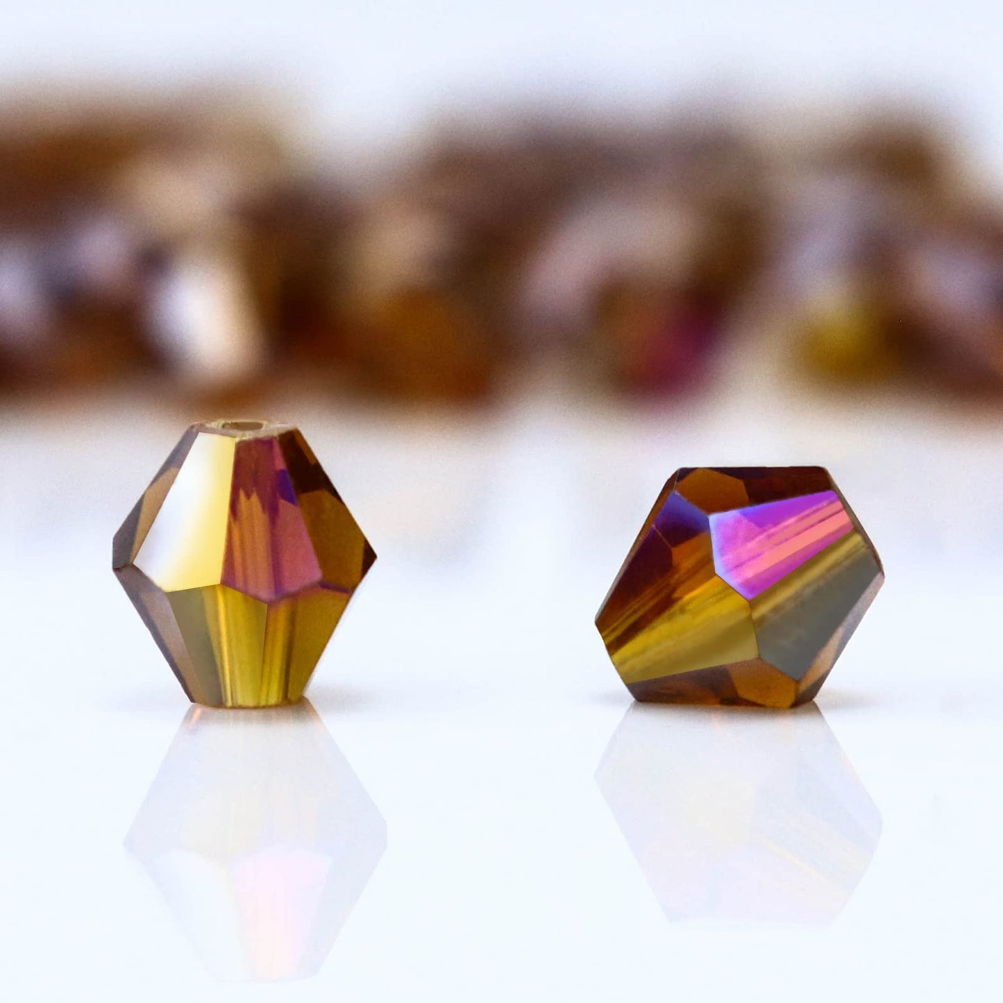 Dowarm 1000PCS 4MM Crystal Beads, Amber AB Glass Bicone Beads for Jewelry Making, Crafts, DIY Bracelet, Necklace, Suncatchers, Faceted Spacer Beads