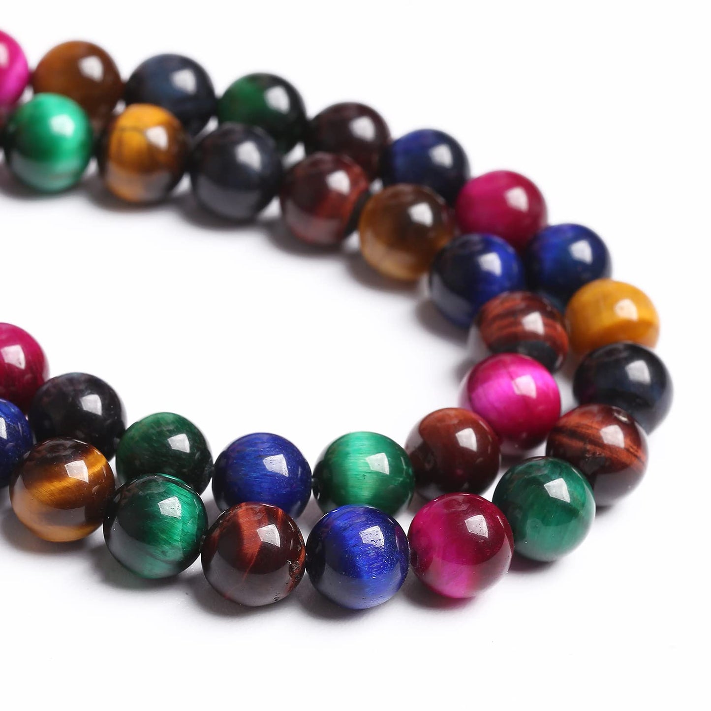 10mm 36PCS Colorful Tiger Eye Natural Stone Beads Crystal Spacer Loose Beads for Jewelry Making DIY Bracelet 1 Strand 15 inches
