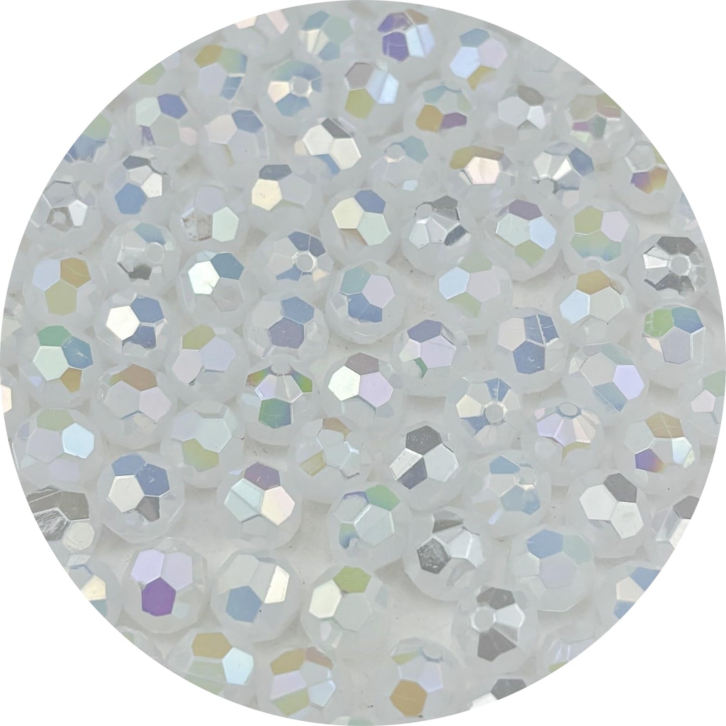 Pinhoollgo 1000pcs 6mm Acrylic Faceted Round Beads AB Colors Glossy Acrylic Beads Round Spacer Beads with Hole for DIY Bracelet Necklace Jewelry Making Supplies Handmade Craft(White AB)