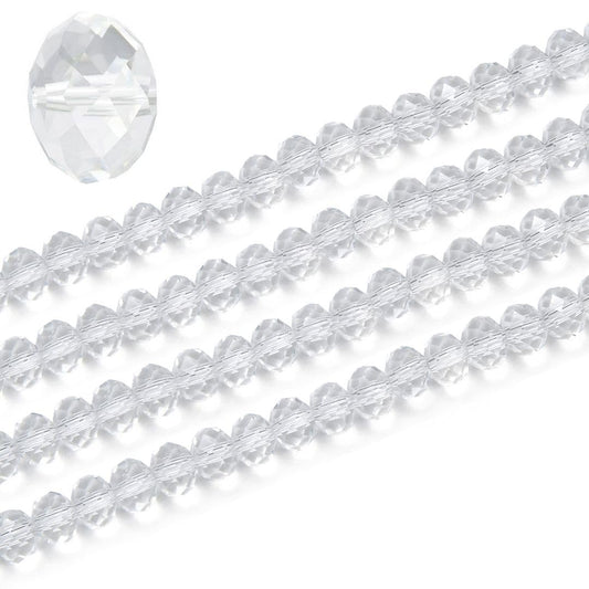 350pcs Czech Faceted Rondelle Crystal Glass Loose Beads 8mm Spacer Bulk Crystal Clear for DIY Craft Jewelry Making CCR801