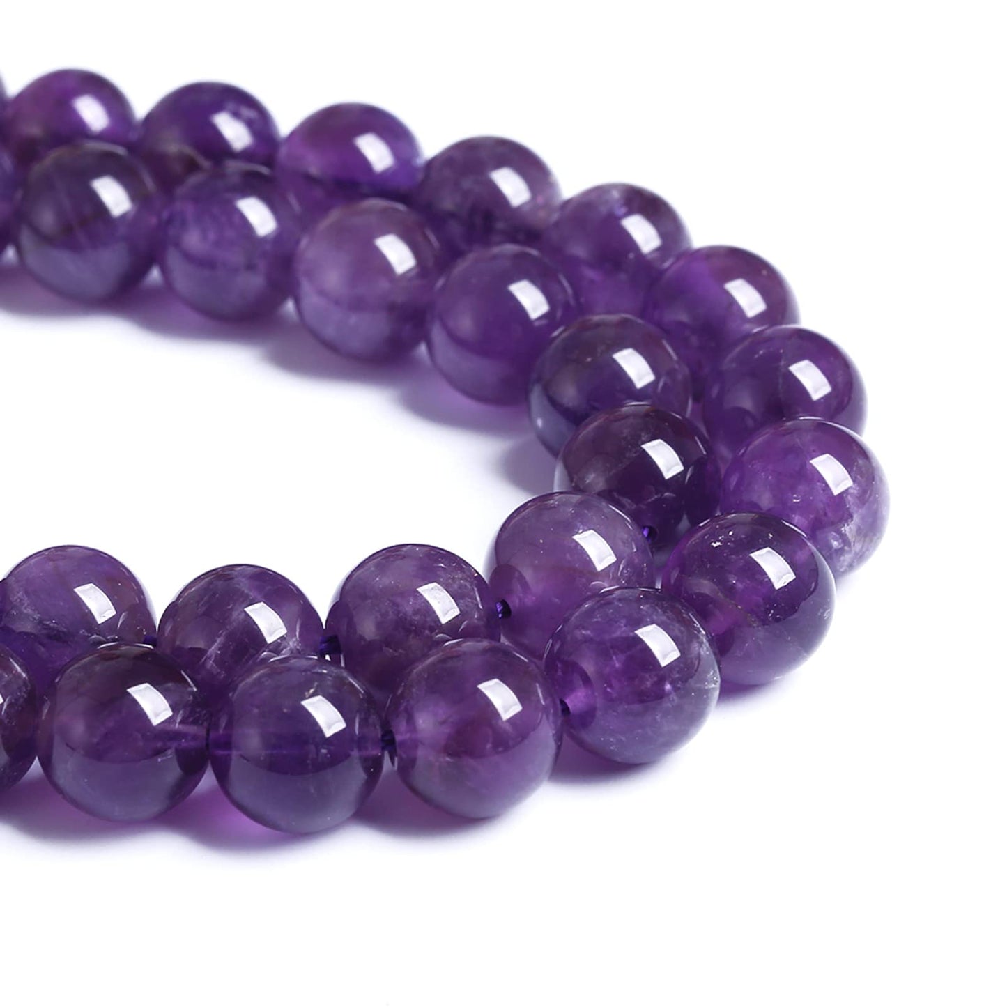 8MM 46PCS Natural Stone Purple Amethyst Crystal AAA Grade Quartz Beads for Jewelry Making DIY Bracelet