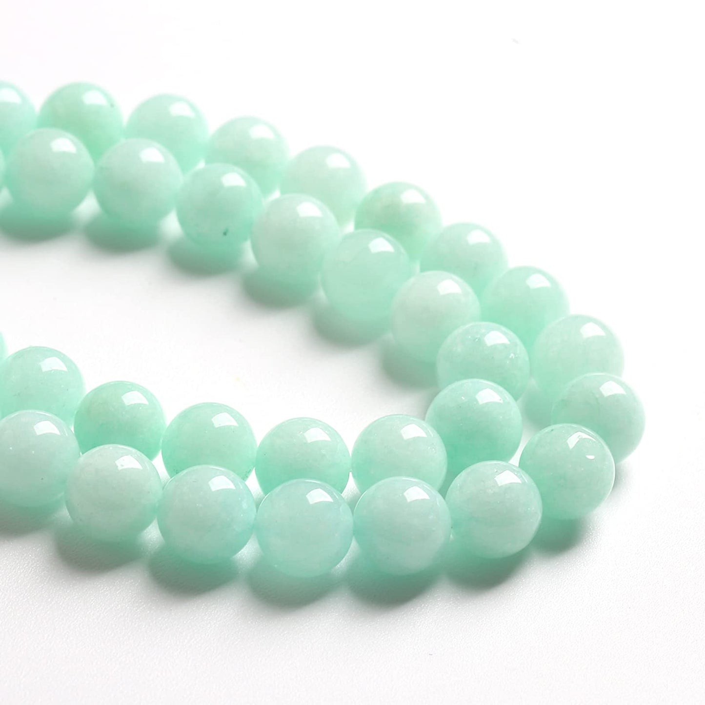 75PCS 10MM Natural Stone Amazonite Chalcedony Loose Beads for Jewelry Making DIY Bracelet Necklace 2 Strands