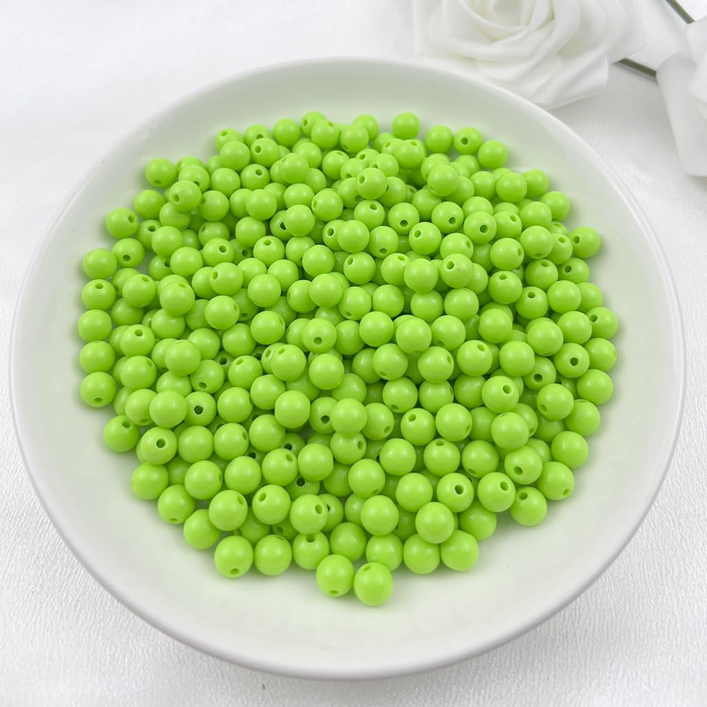 Mulutoo 120Pieces 12MM Acrylic Round Beads Round Acrylic Balls Chunky Beads Smooth Spacer Plastic Pastel Beads Craft Beads for Necklace and Bracelet Making Crafting Supplies(197-fruit Green)