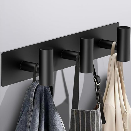 Bntuk Coat Rack Wall Mount - 3 Coat Hooks, Towel Racks for Bathroom Robes Bags Keys, Hat Rack Wall Towel Hooks Organizer (Black)