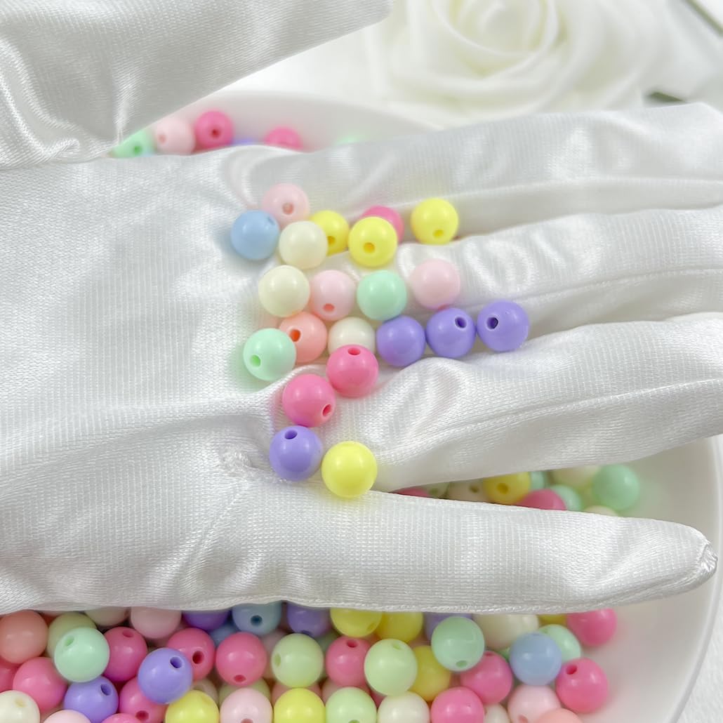 Mulutoo 1000Pieces 6MM Acrylic Round Beads Round Acrylic Balls Chunky Beads Smooth Spacer Plastic Pastel Beads Craft Beads for Necklace and Bracelet Making Crafting Supplies(175-light Mixed Color)