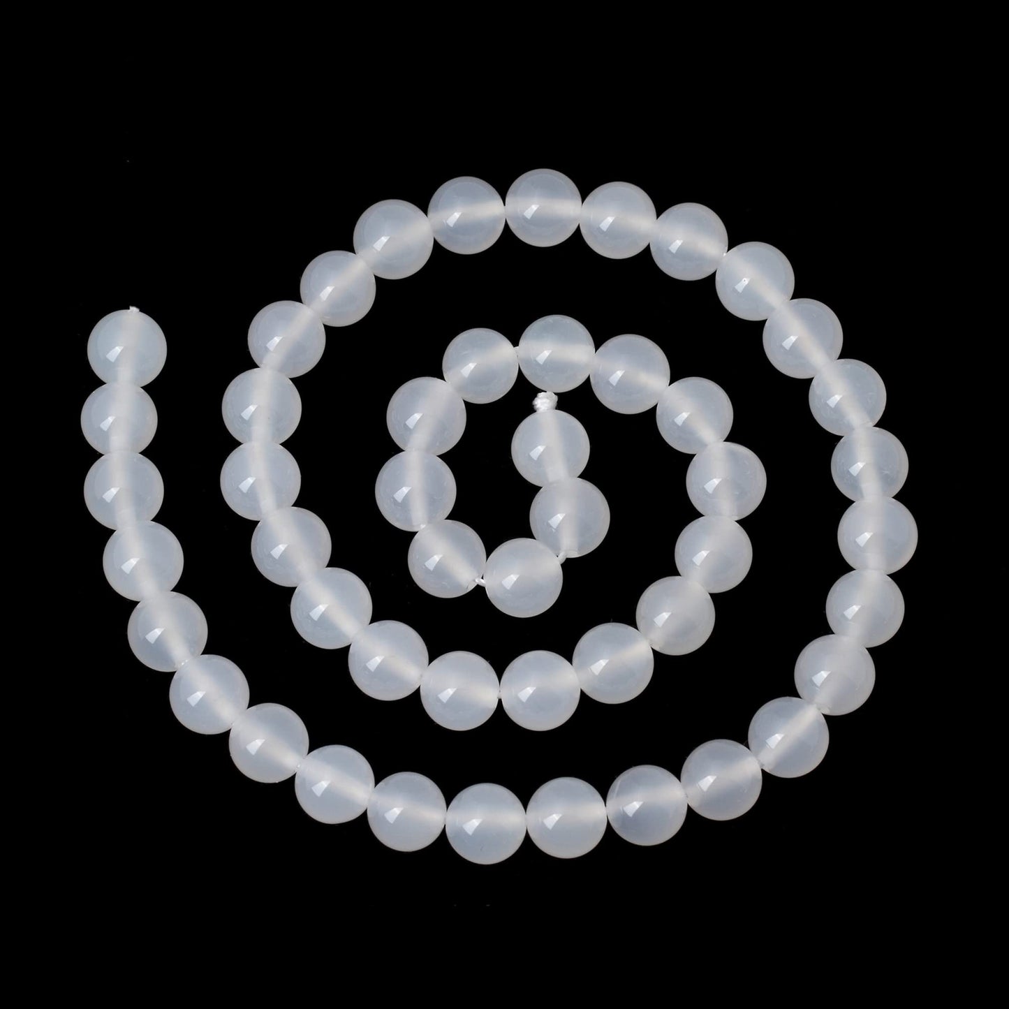 CHEAVIAN 45PCS 8mm Natural White Agate Gemstone Round Loose Beads for Jewelry Making 1 Strand 15"