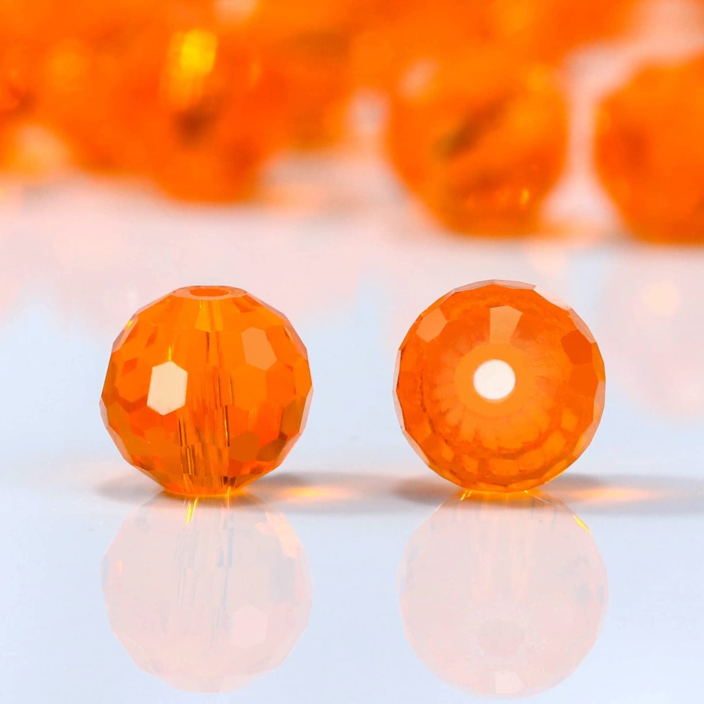Dowarm 100PCS 8MM Crystal Glass Beads for Jewelry Making, Orange Faceted Crystal Beads for Crafts Bracelet Wind Chimes Suncatcher, #5003 Rondelle Spacer Beads, Loose Gemstones