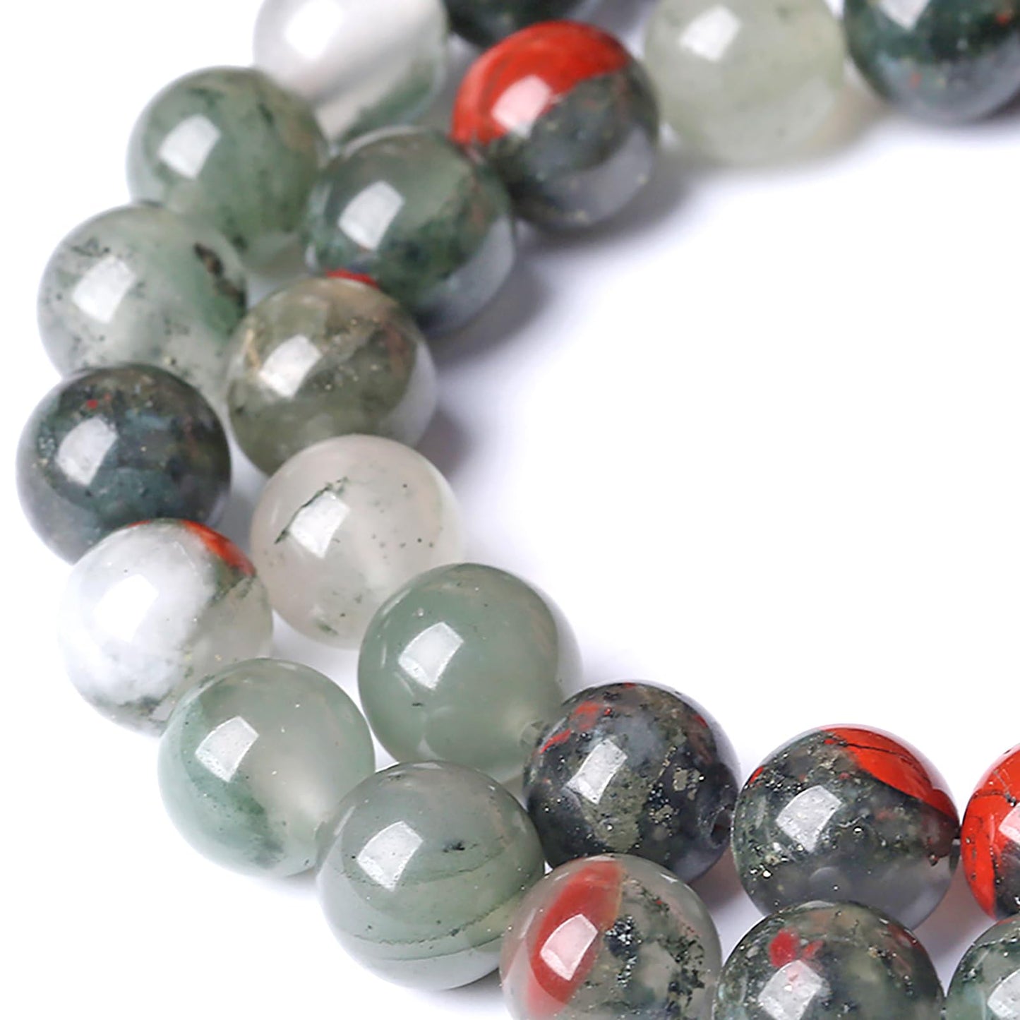 4MM Natural African Bloodstone Gemstone Round Beads Loose Spacer Stone Beads for Jewelry Making 180pcs 2 Strands 32"
