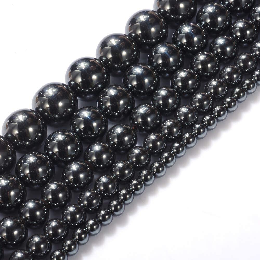 Natural Stone Beads 6mm Hematite Gemstone Round Loose Beads Crystal Energy Stone Healing Power for Jewelry Making DIY,1 Strand 15"