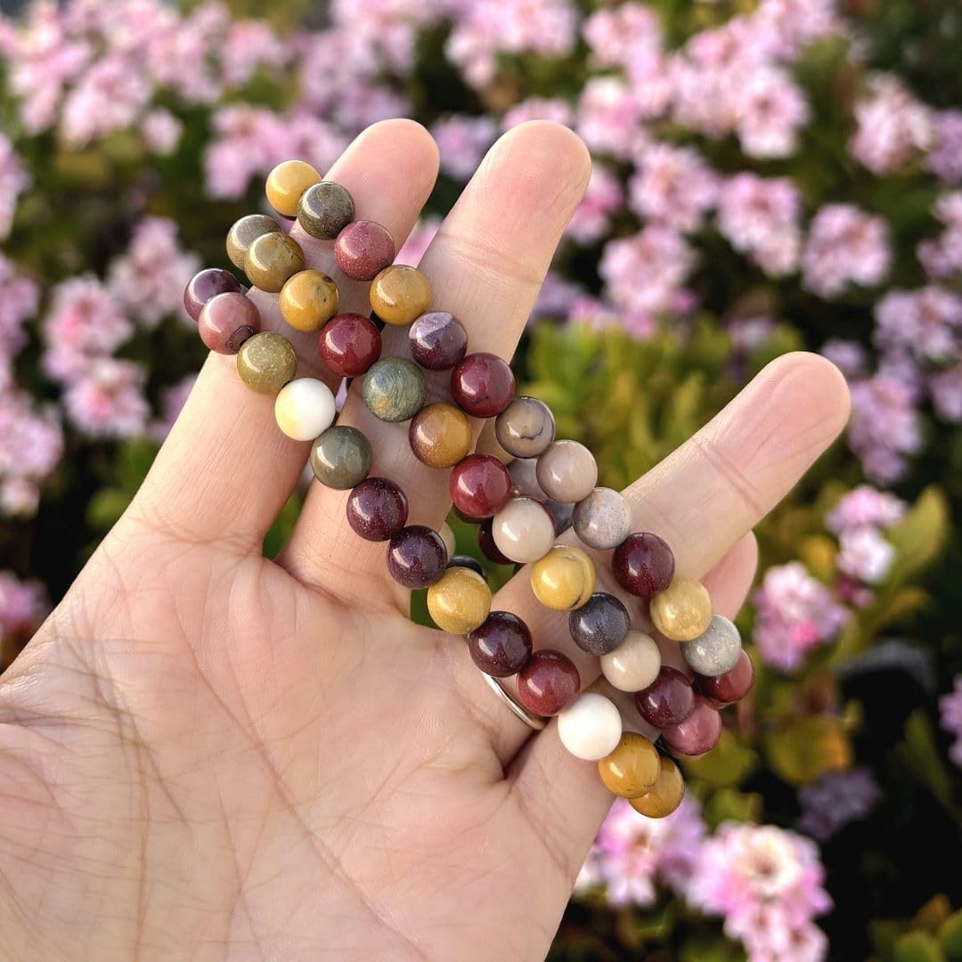 Adabele Real Natural Mookaite Jasper Gemstone Beaded Bracelet 8.5 inch Stretch Chakra Healing Crystal Stone Jewelry Women Birthday Gift (Unisex) GB8-D4